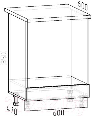 Шкаф под духовку Интермебель Лион ШСРГ 850-33-600 60см (графит софт/мрамор лацио белый)