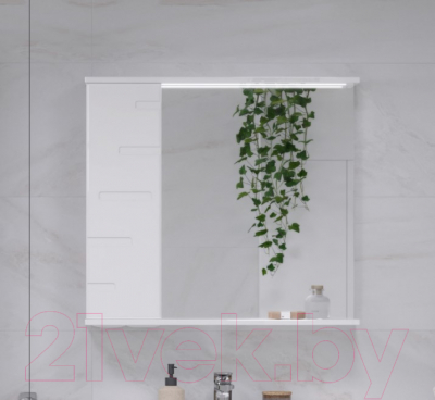 Шкаф с зеркалом для ванной Volna Joli 80 L (белый)