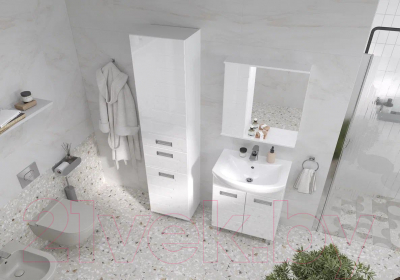 Шкаф с зеркалом для ванной Volna Joli 60 L (белый)
