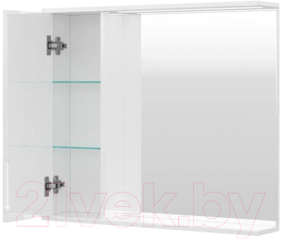 Шкаф с зеркалом для ванной Volna Lake 80 L (белый)