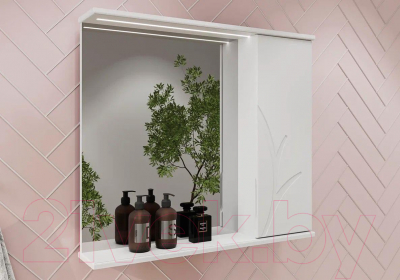 Шкаф с зеркалом для ванной Volna Adel 80 R (белый)