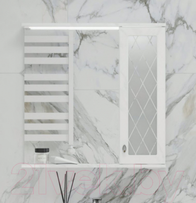 Шкаф с зеркалом для ванной Volna Milena 55 R (белый)