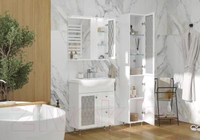 Шкаф с зеркалом для ванной Volna Milena 70 R (белый)