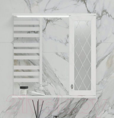 Шкаф с зеркалом для ванной Volna Milena 70 R (белый)