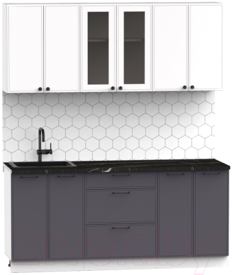 Кухонный гарнитур Интермебель Лион-14 В-1 1.8м (белый софт/графит софт/тунис)
