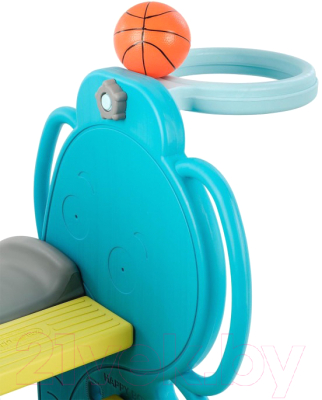 Горка-комплекс Happy Box С баскетбольным кольцом / JM-755E (синий)