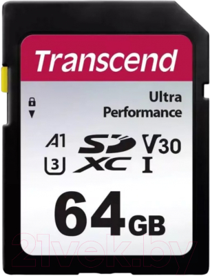Карта памяти Transcend UHS-I U3 A1 V30 Ultra Performance 64GB (TS64GSDC340S)