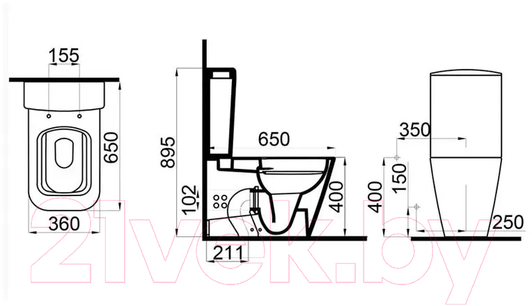 Унитаз напольный Idevit Halley Rimless SETK3204-0316-001-1-1100