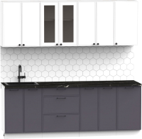 Кухонный гарнитур Интермебель Лион-17 В-1 2.2м (белый софт/графит софт/сесамо) - 