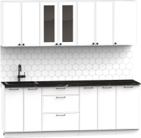 Кухонный гарнитур Интермебель Лион-17 В-1 2.2м (белый софт/тунис) - 