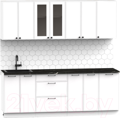 Кухонный гарнитур Интермебель Лион-17 В-1 2.2м (белый софт/тунис)