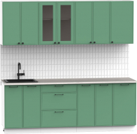 Кухонный гарнитур Интермебель Лион-17 В-1 2.2м (мята софт/мрамор лацио белый) - 