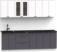 Кухонный гарнитур Интермебель Лион-18 В-1 2.4м (белый софт/графит софт/тунис) - 