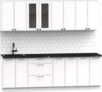 Готовая кухня Интермебель Лион-18 В-1 2.4м (белый софт/сесамо) - 
