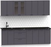 Кухонный гарнитур Интермебель Лион-18 В-1 2.4м (графит софт/сесамо) - 