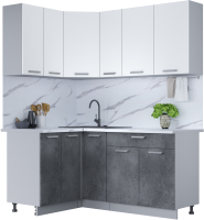 Кухонный гарнитур Интерлиния Мила Лайт 1.2x1.7 (белый платинум/бетон портленд) - 
