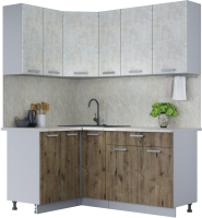 Кухонный гарнитур Интерлиния Мила Лайт 1.2x1.7 (бетон лайт/дуб веллингтон) - 