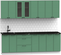 Кухонный гарнитур Интермебель Лион-18 В-1 2.4м (мята софт/сесамо) - 