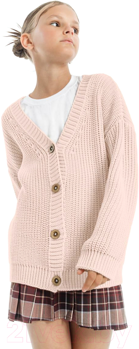 Кардиган детский Amarobaby Knit / AB-OD21-KNIT19S/00-110 (белый/розовый, р.110) — фото 2