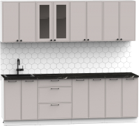 Кухонный гарнитур Интермебель Лион-18 В-1 2.4м (луна софт/сесамо) - 
