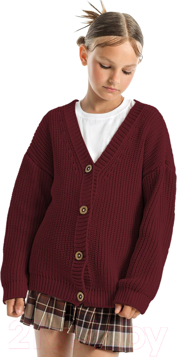 Кардиган детский Amarobaby Knit / AB-OD21-KNIT19S/08-110 (бордовый, р.110) — фото 3