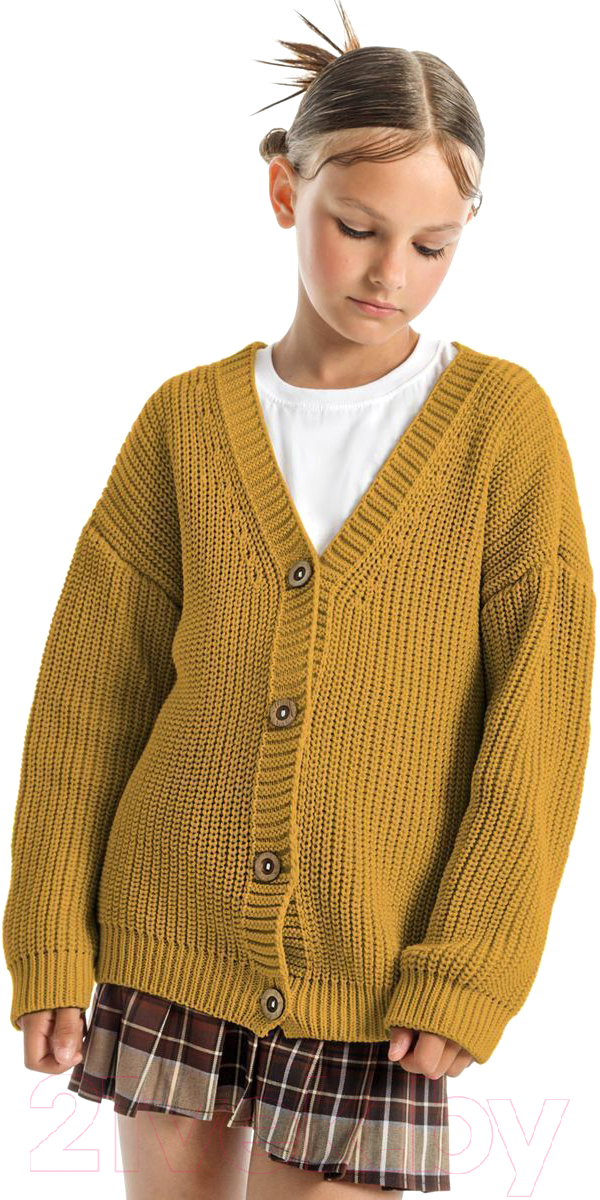 Кардиган детский Amarobaby Knit / AB-OD21-KNIT19S/04-128 (желтый, р.128) — фото 2