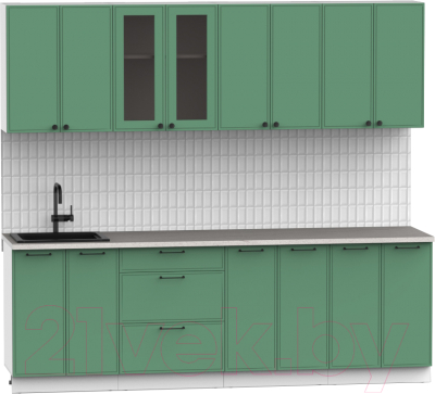 Готовая кухня Интермебель Лион-18 В-1 2.4м (мята софт/этна)