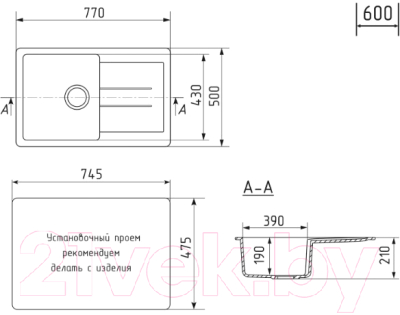 Мойка кухонная Mixline ML-GM31 552192 (бежевый)