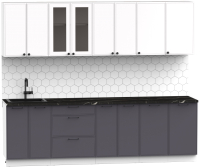 Кухонный гарнитур Интермебель Лион-19 В-1 2.6м (белый софт/графит софт/тунис) - 