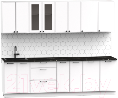 Готовая кухня Интермебель Лион-19 В-1 2.6м (белый софт/сесамо)