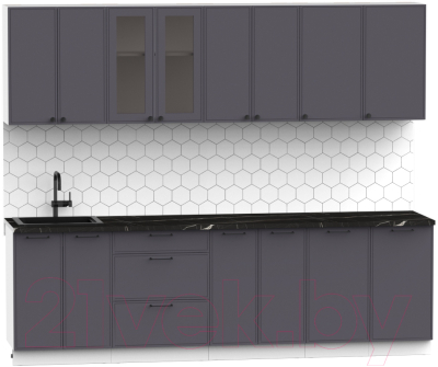Кухонный гарнитур Интермебель Лион-19 В-1 2.6м (графит софт/тунис)