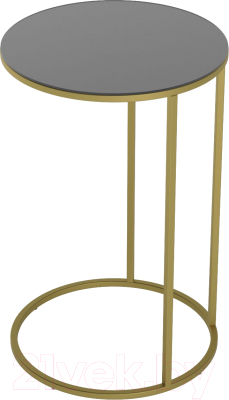 Приставной столик Калифорния мебель Glass (черный лакобель/золотой)