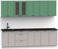 Кухонный гарнитур Интермебель Лион-19 В-1 2.6м (мята софт/луна софт/сесамо) - 