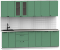 Кухонный гарнитур Интермебель Лион-19 В-1 2.6м (мята софт/мрамор лацио белый) - 