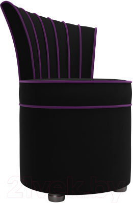 Кресло мягкое Лига Диванов Ирис (микровельвет, черный/фиолетовый)