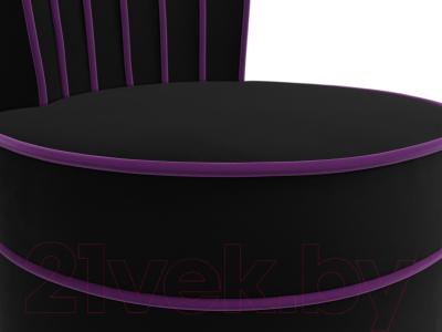 Кресло мягкое Лига Диванов Ирис (микровельвет, черный/фиолетовый)