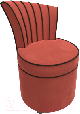 Кресло мягкое Лига Диванов Ирис (микровельвет, коралловый/коричневый)