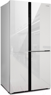 Холодильник с морозильником Hyundai CS6073FV (белое стекло)