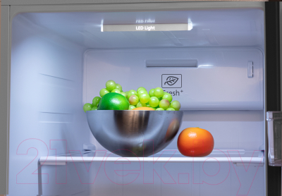 Холодильник с морозильником Hyundai CS6073FV (белое стекло)