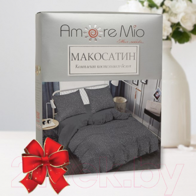 Комплект постельного белья Amore Mio Мако-сатин Shine Sky GY Микрофибра Евро / 34181 (серый)