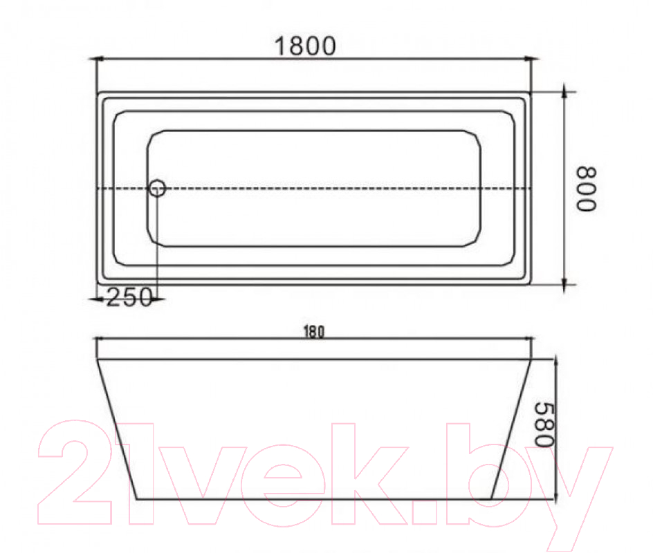 Ванна акриловая Grossman GR-2021 Cristal 180x80