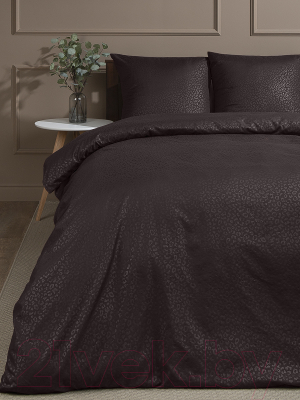 Комплект постельного белья Amore Mio Мако-сатин Тиснение Fast Микрофибра / 58506 (темно-коричневый)