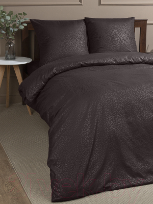 Комплект постельного белья Amore Mio Мако-сатин Тиснение Fast Микрофибра / 58512 (темно-коричневый)