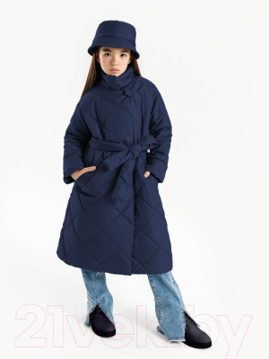 Пальто детское Amarobaby Trendy / AB-OD22-TRENDY29/20-128 (синий, р.128-134)