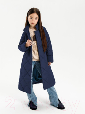 Пальто детское Amarobaby Trendy / AB-OD22-TRENDY29/20-140 (синий, р.140-146)