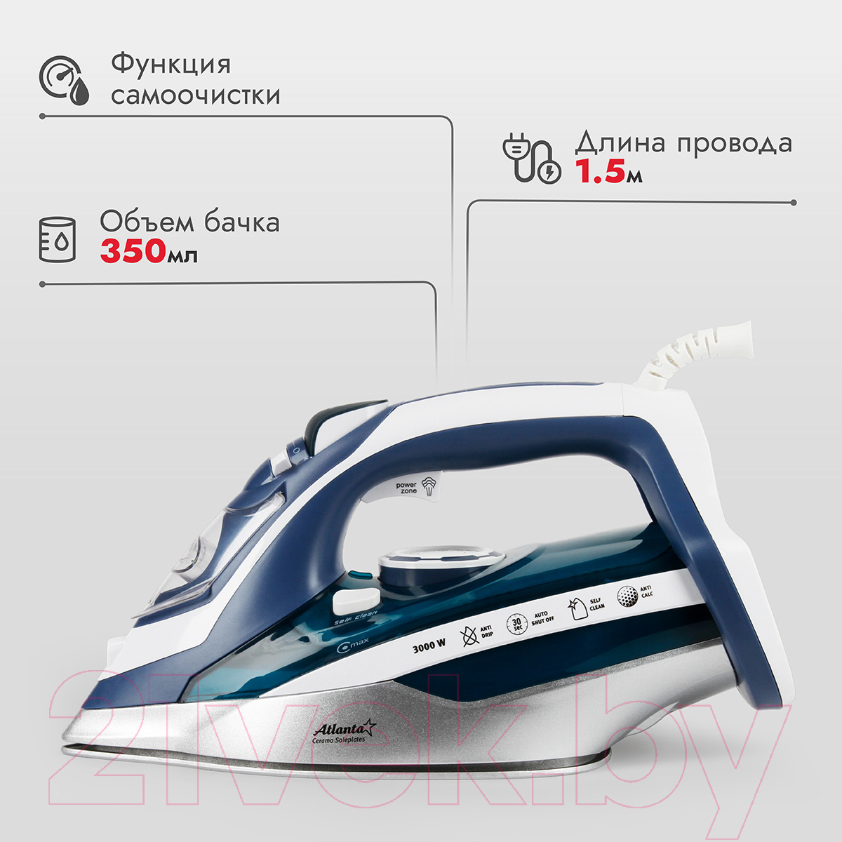Утюг Atlanta ATH-5580 (синий) — фото 9