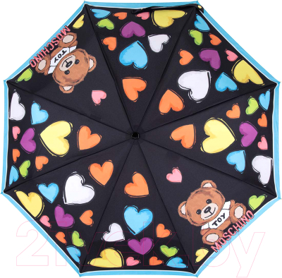 Зонт складной Moschino 8587-OCA Hearts and Bear Black