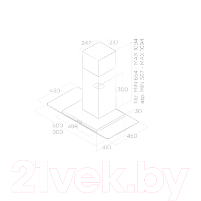 Изображение товара Вытяжка Т-образная Elica Flat Glass IX/A/60