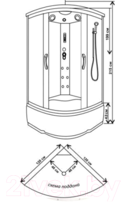 Душевая кабина Водный мир ВМ-8817 120x120 (черный/тонированное стекло)