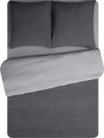 Комплект постельного белья Amore Mio Жатка Мако-сатин Агат / 23517 (темно-серый/светло-серый) - 